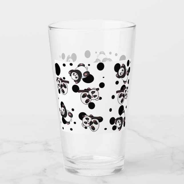 Panda blanco y negro y fondo de polka (Anverso)