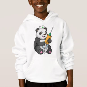Panda como enfermera con jeringas