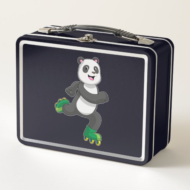 Panda como patinador en línea con patines (Anverso)