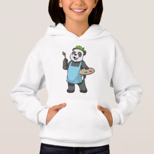 Panda como pintador con pincel y color
