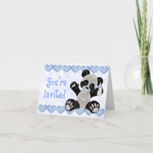 Panda con invitación de Baby Shower azul Pacífico