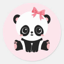 Panda De Bebé Adorable En Pegatinas Rosa (6 Pegati