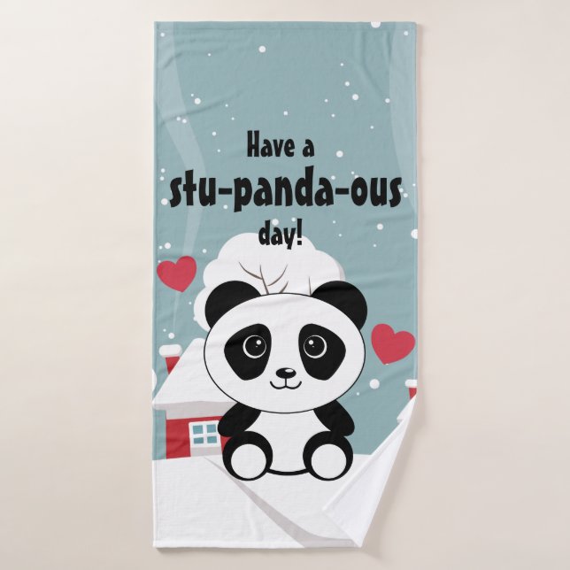 Panda De Bebé Cuto En Gris De Nieve De Invierno (Toalla de baño)