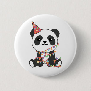 Panda De Cumpleaños Para Los Niños Botón De Cumple