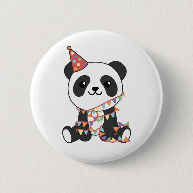 Panda De Cumpleaños Para Los Niños Botón De Cumple (Anverso)