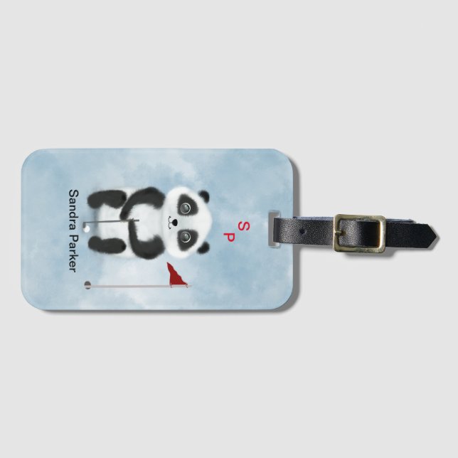 Panda de golf de etiqueta de equipaje (Anverso horizontal)