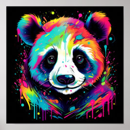 panda de neón colorido con la impresión de arte di