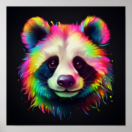 panda de neón colorido con la impresión de arte di