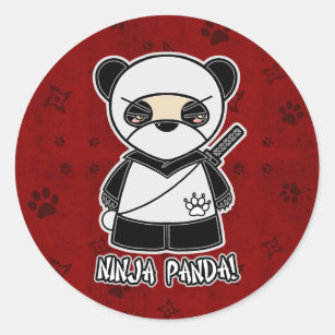 ¡Panda de Ninja! En pegatina rojo