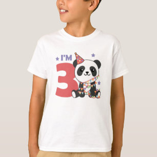 Panda De Tercer Cumpleaños Para Niños Camiseta De 