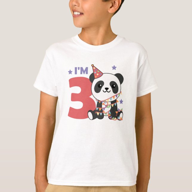 Panda De Tercer Cumpleaños Para Niños Camiseta De  (Anverso)