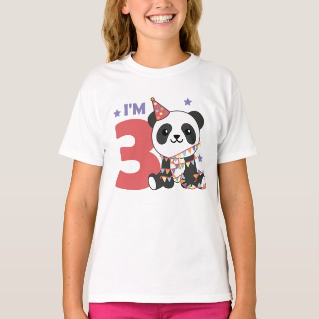 Panda De Tercer Cumpleaños Para Niños Camiseta De  (Anverso)