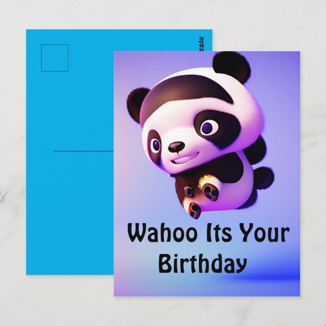 Panda del bebé volador, postal (Anverso / Reverso)