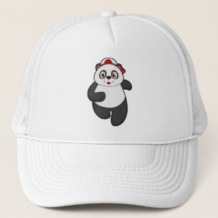 Panda en carrera con gorra
