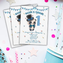 Panda en sombrero superior - Invitación de cumplea