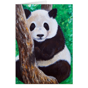 Panda en una tarjeta de felicitación con pintura d