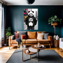 Panda fresco antropomórfico en la ciudad | Arte IA