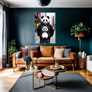 Panda fresco antropomórfico en la ciudad Arte IA