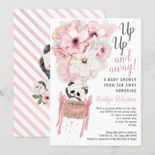 Panda Hot Air Balloon Shower By Mail Invitación