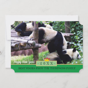 ¡Panda juega y feliz año nuevo! Tarjeta /China