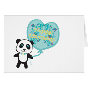 Panda linda con la tarjeta del globo