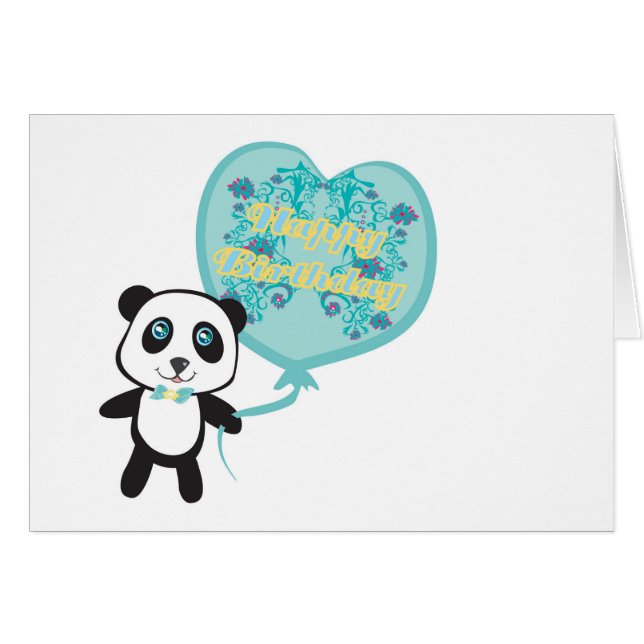 Panda linda con la tarjeta del globo (Anverso (Horizontal))