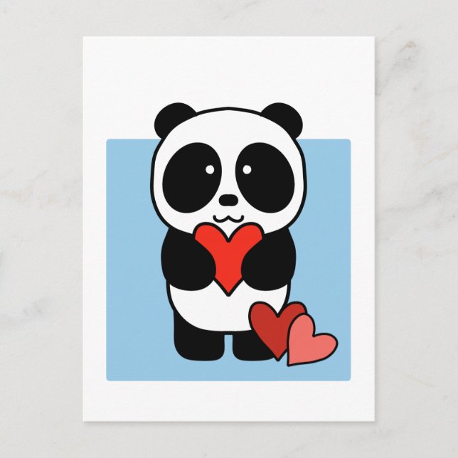 Panda lindo con corazón - Postales de 1000Pandas (Anverso)
