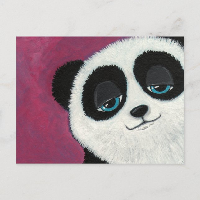 Panda lindo en postal rosa (Anverso)