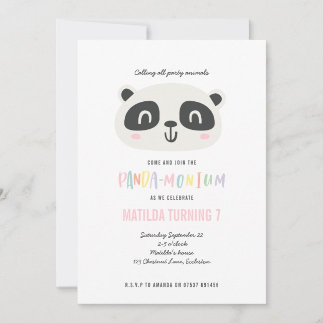 Panda lindo y brillante cumpleaños multicolor (Anverso)