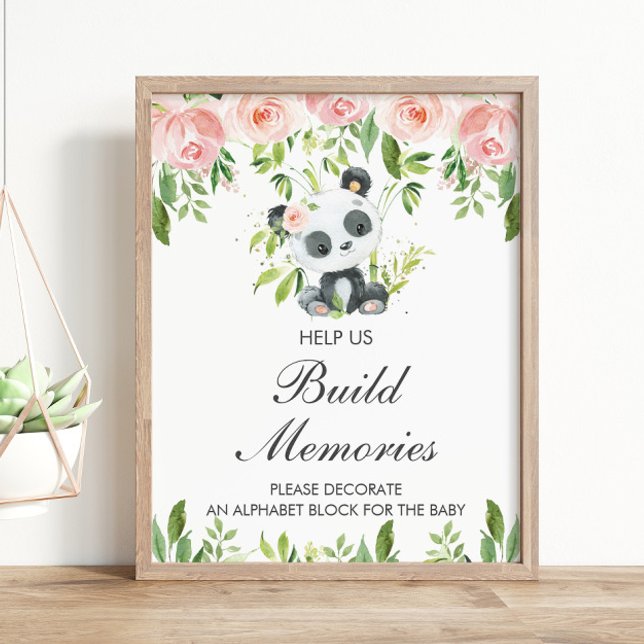 Panda Pink Floral Decoración Bloque Bebé Juego de  (Subido por el creador)