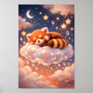 Panda Rojo Durmiendo en Arte de Nube Mágica