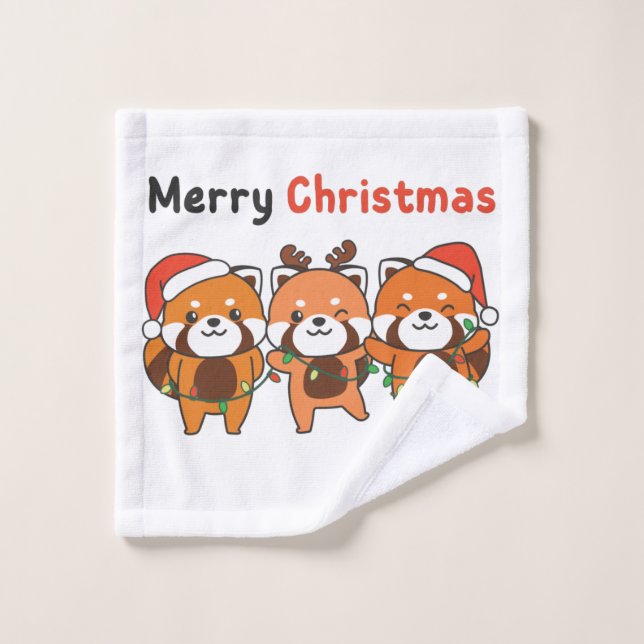 Panda Rojo Navidades Pandas Rojos Feliz Navidad (Toallita)