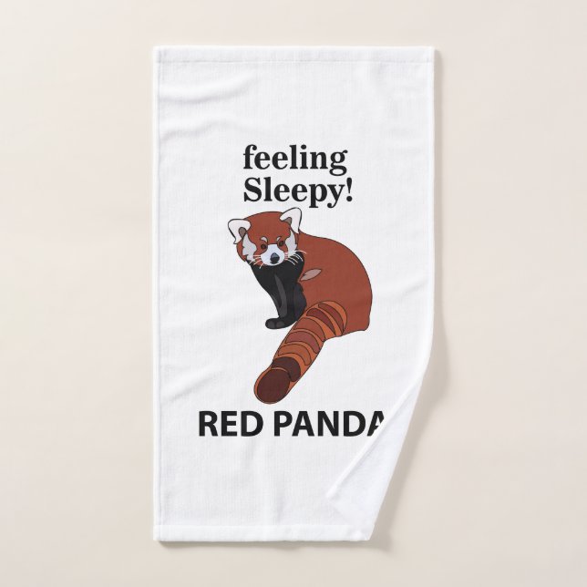 Panda Rojo Sintiéndose Dormido Divertido Panda Roj (Toalla de mano)