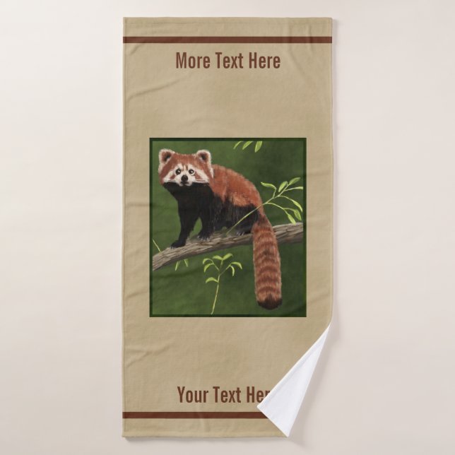 Panda Rojo Sobre Papel Antiguo (Toalla de baño)