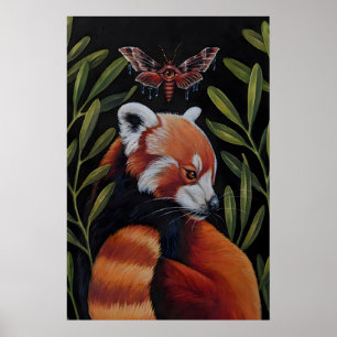 Panda Rojo y Polilla - Impresión Giclee de origina