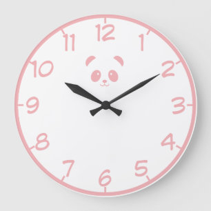 Panda rosa elegante y elegante  Reloj de pared