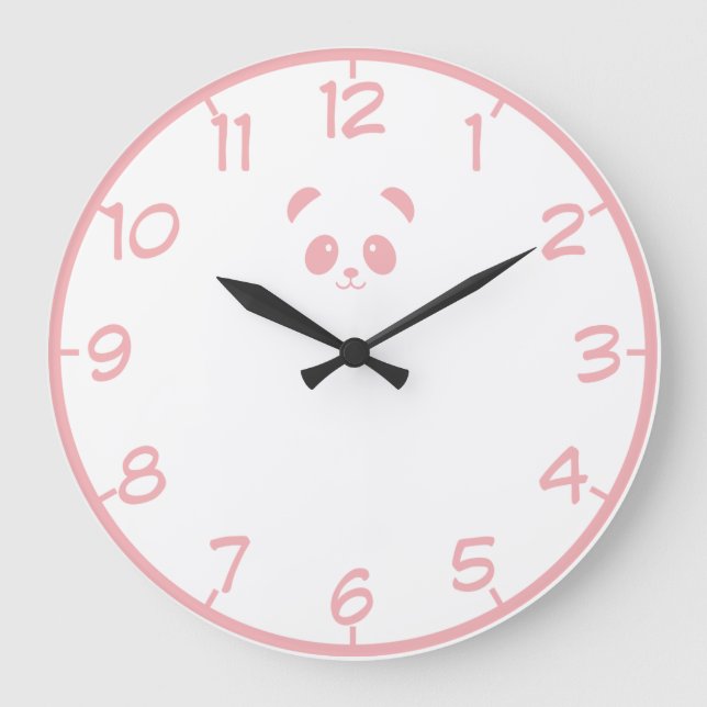 Panda rosa elegante y elegante| Reloj de pared (Anverso)