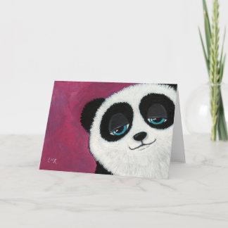 Panda sobre rosa - Tarjeta de felicitación