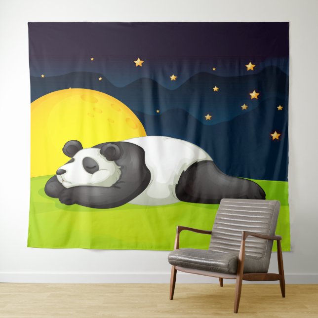 Panda somnoliento Tapiz extra grande (In situ (horizontal))