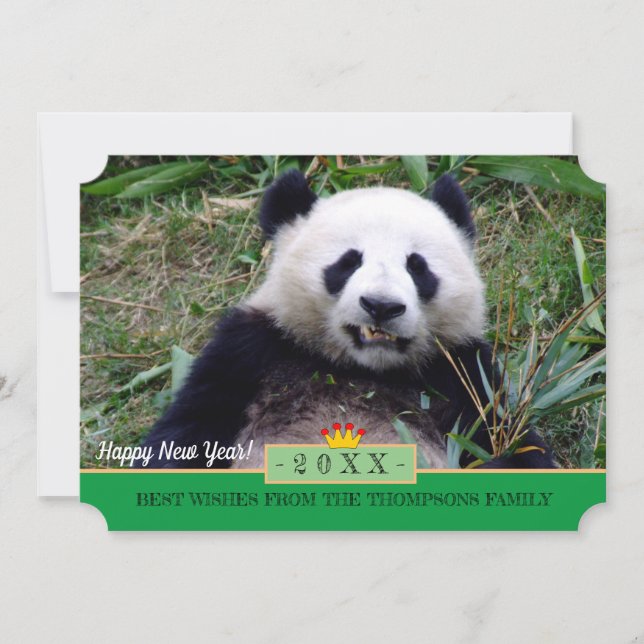 ¡Panda sonriente y Año Nuevo feliz! Tarjeta /China (Anverso)