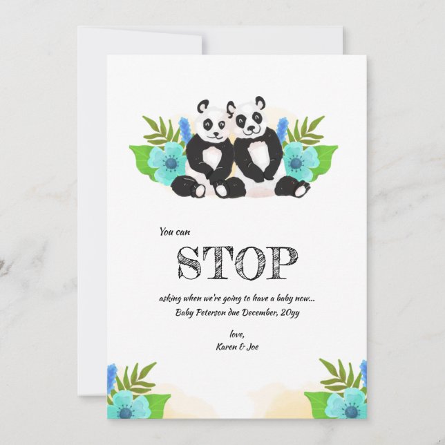 Panda tiene Invitación de embarazo (Anverso)