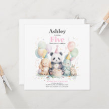 Panda y amigos cumpleaños e invitación a fiesta