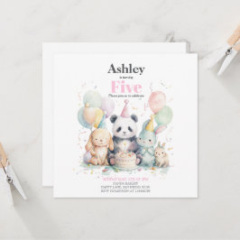 Panda y amigos cumpleaños e invitación a fiesta