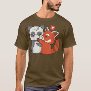 Panda Y Fox En La Camiseta El día de San Valentín 