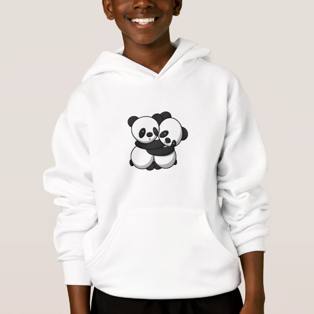 Pandas Abrazando a los niños Pullover Hoodie (Anverso)