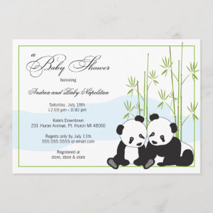 Pandas gemelos  Invitaciones a la ducha para bebés