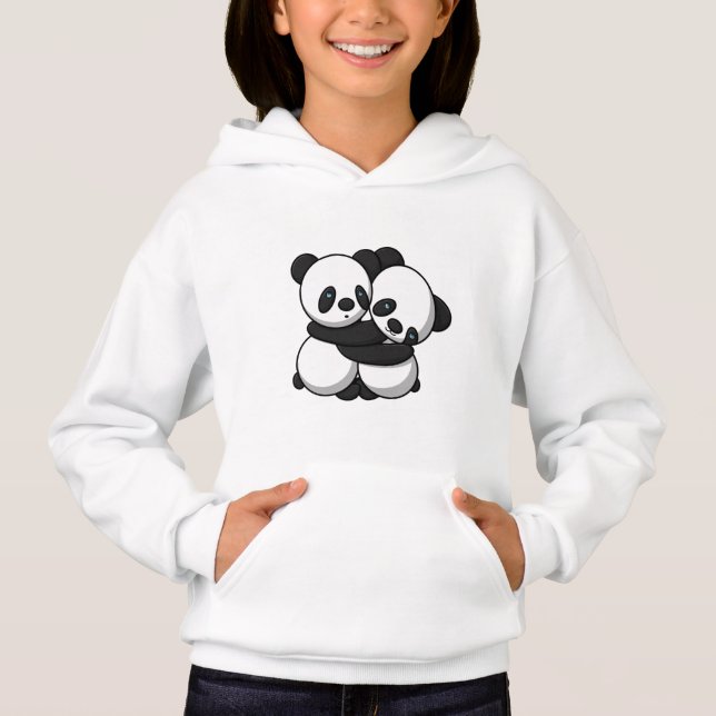 Pandas Hugging Chica Pullover Hoodie (Anverso)