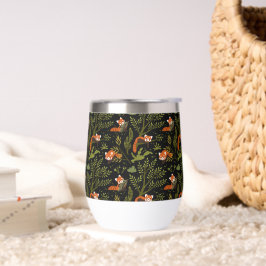 Pandas Rojos en el Bosque Tumbler de Vino Negro