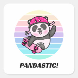 Pandastic Pun Square Pegatina