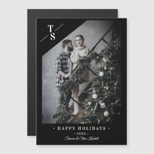 Pandemic Modern Black Happy Holidays Custom Photo